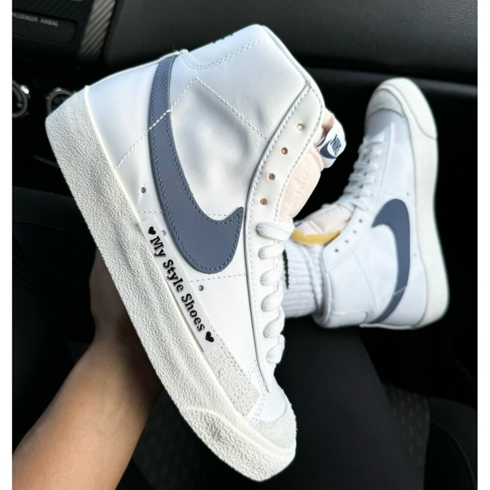 F33- SIZE 6.5 WOMEN'S NIKE AIR BLAZER MID '77 WHITE / DIFFUSED BLUE-SAIL CZ1055